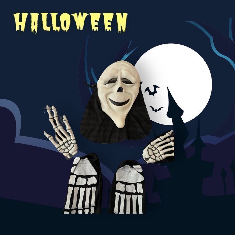 Easter UNL Scream Ghost Face" Stoner  Spoof Mask w/skeleton Feet & Hands Costume